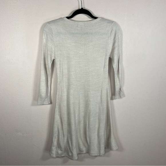 SMALL SEQUIN HEARTS BEIGE SWEATER LONG SLEEVE KNIT DRESS  NEUTRAL JUNIORS - Picture 3 of 9